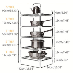 Multifunctional Metal Storage Shelf for Floor Cooker and Tableware