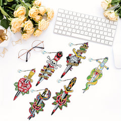 6 Pack Diamond Painting Bookmarks DIY with Tassels Resin Rhinestone Set