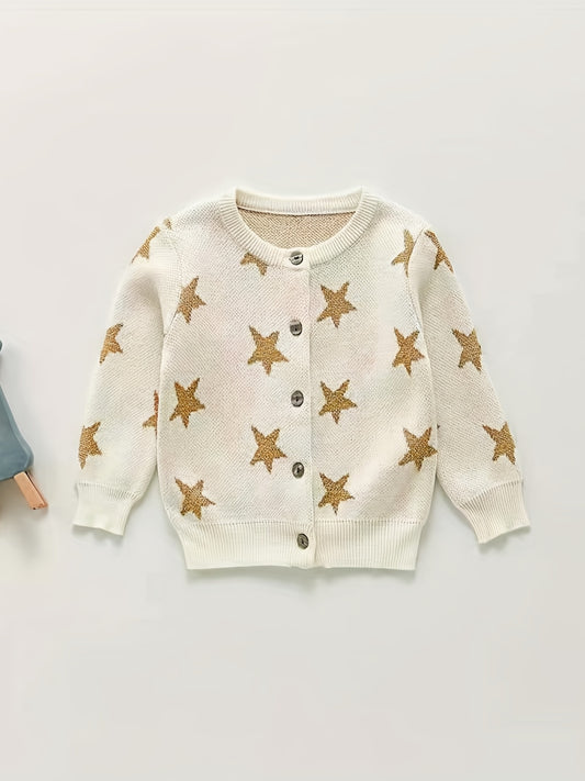 Baby Star Knit Sweater Coat Button Cardigan Top
