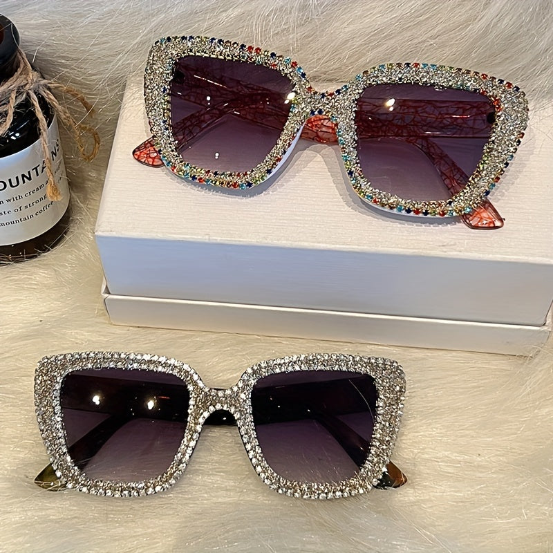Y2K Cat Eye Sunglasses Rhinestone UV400 Summer Beach Decorative Glasses
