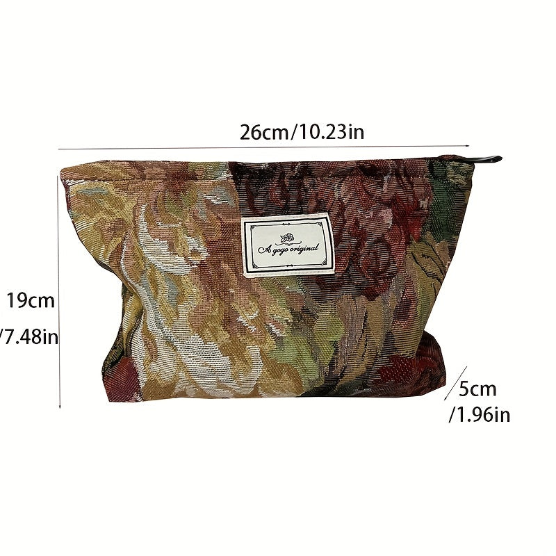 Artistic Flower Pattern Makeup Bag Water Resistant Travel Wash Bag