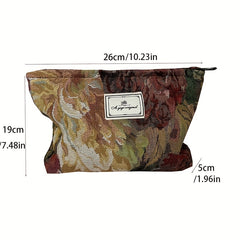 Artistic Flower Pattern Makeup Bag Water Resistant Travel Wash Bag