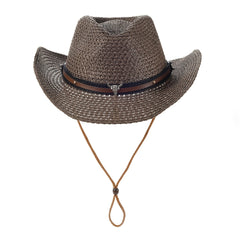 Solid Straw Hat Cowboy Hat Unisex Beach Sun Protection Hat Summer Camping Hat