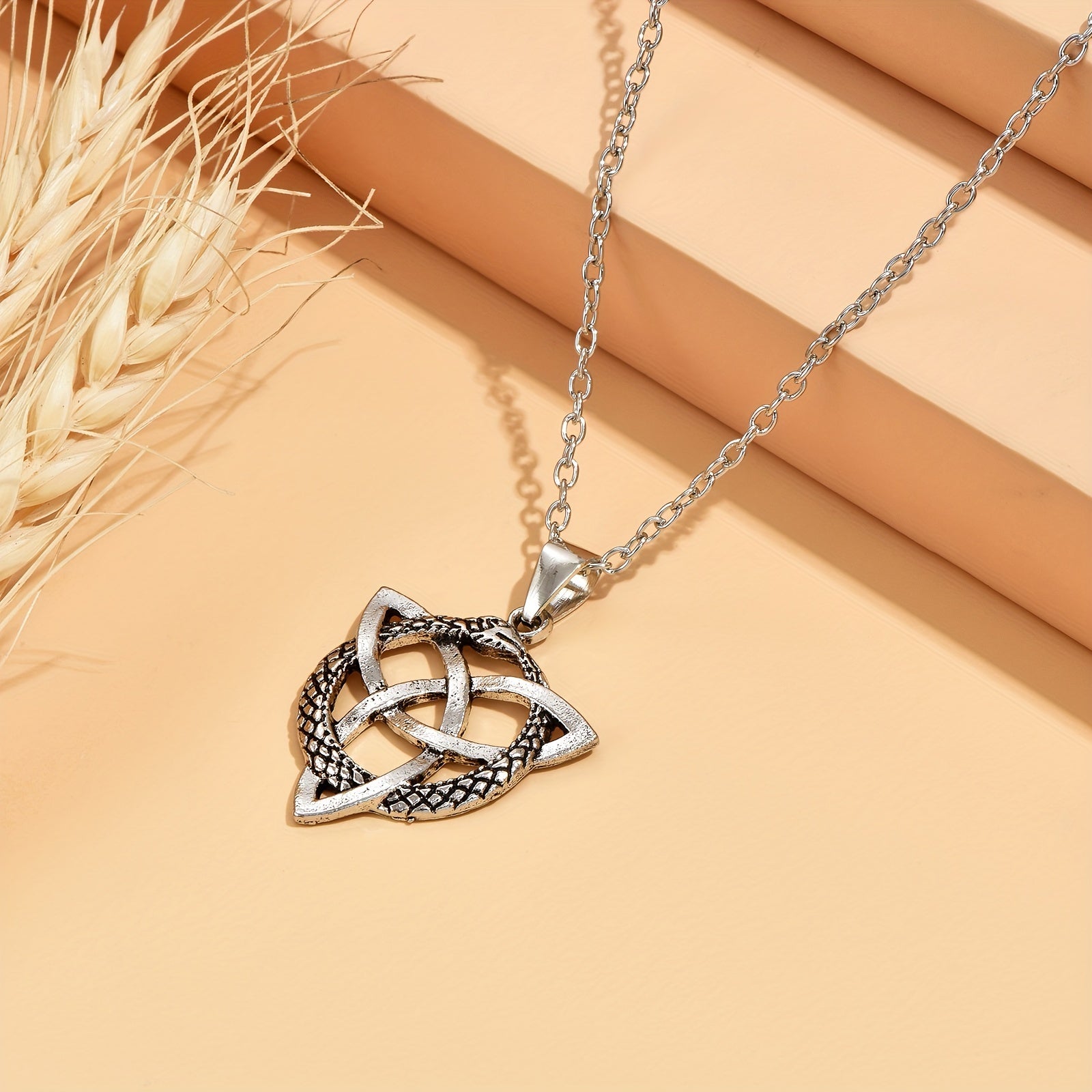Gothic Vintage Silver Viking Rune Pendant Necklace