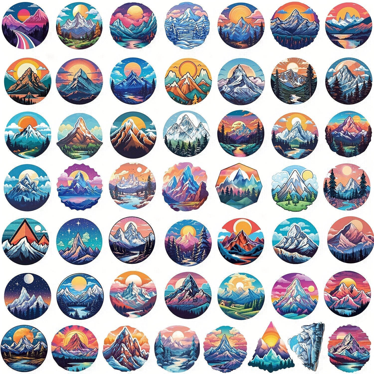 50pcs Dreamy Snow Mountain Vinyl Stickers Waterproof for Laptops Water Bottles