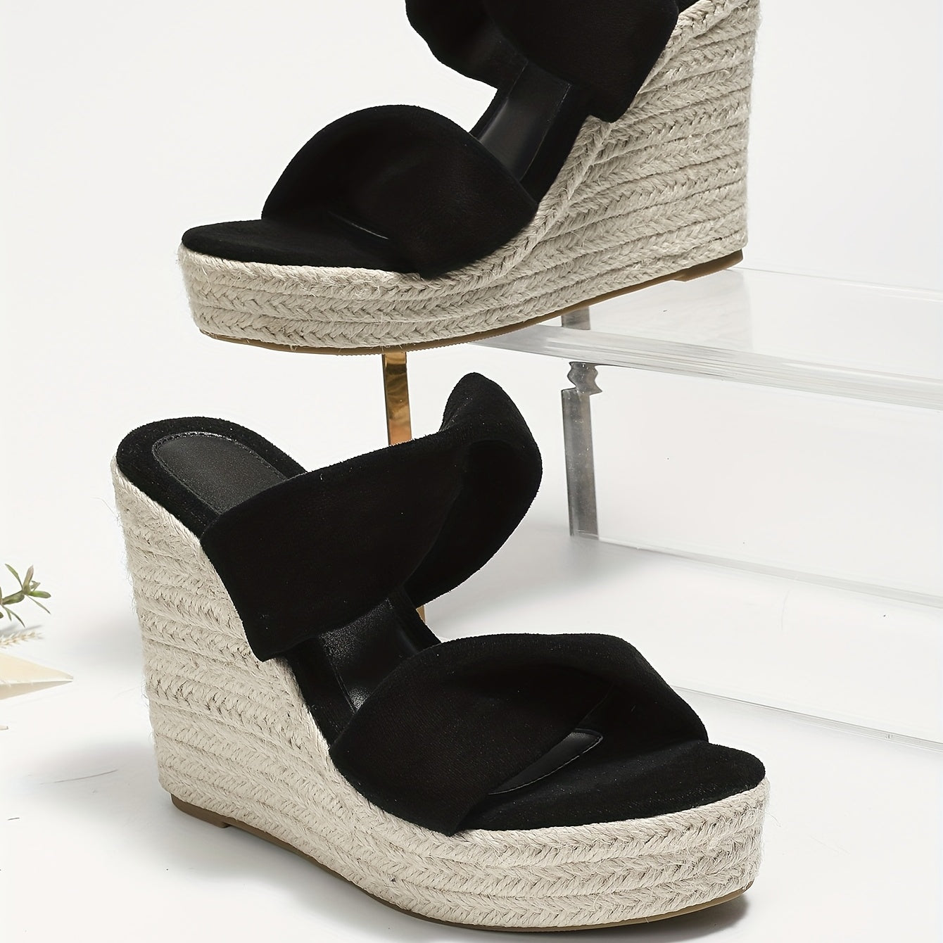 Women's Espadrille Wedge Sandals Twist Knot Slip On High Heels