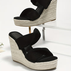 Women's Espadrille Wedge Sandals Twist Knot Slip On High Heels