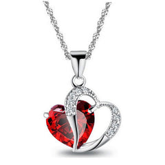 Purple Crystal Heart Pendant Necklace Set - Ideal Gift for Her