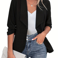  Women's Solid Long Sleeve Slim Fit Blazer