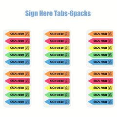 6 Packs Sign Here Tabs Stickers Notes Flags Sticky Assorted Colors