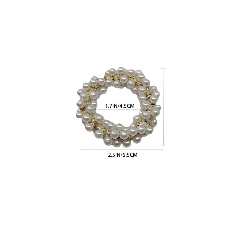 5 PCS Faux Pearl Hair Tie Ponytail Hair Rope Head Jewelry Hair Accessories