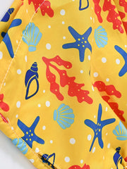 Toddler Boys Starfish Shell Casual Drawstring Waist Shorts Swim Trunks
