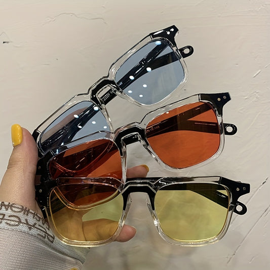 Y2K Square Tinted Lens Sunglasses Rivet Decor UV400