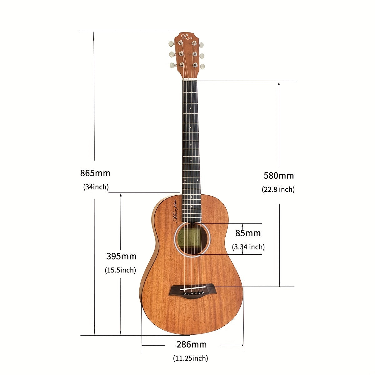 RP TG100MAX PLUS VI Solid Mahogany Small Body Acoustic Travel Guitar Natural