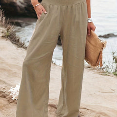  Wide Leg Pants High Rise with Pockets