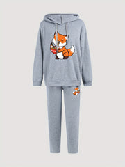  Fox Hoodie & Sweatpants Outfit Set