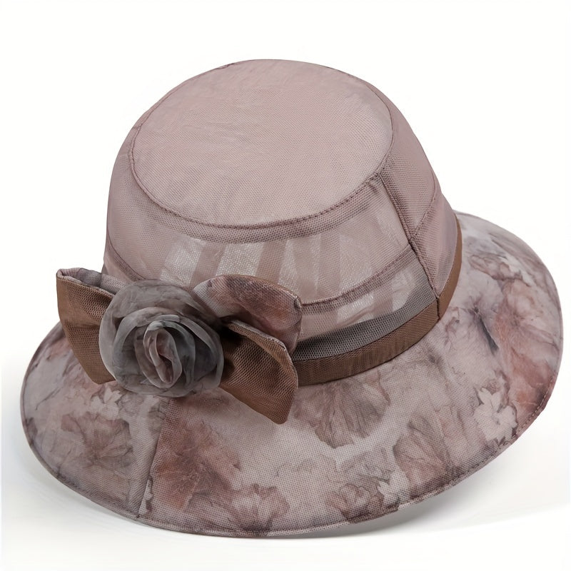Vintage Flower Bucket Hat Sun Hat Lightweight Breathable Sunscreen Mesh Sun Hats