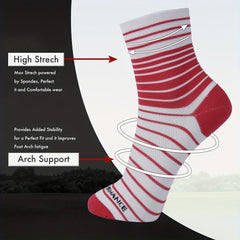 5 Pairs Men's Striped Pattern Sports Socks - Athletic Quarter Socks