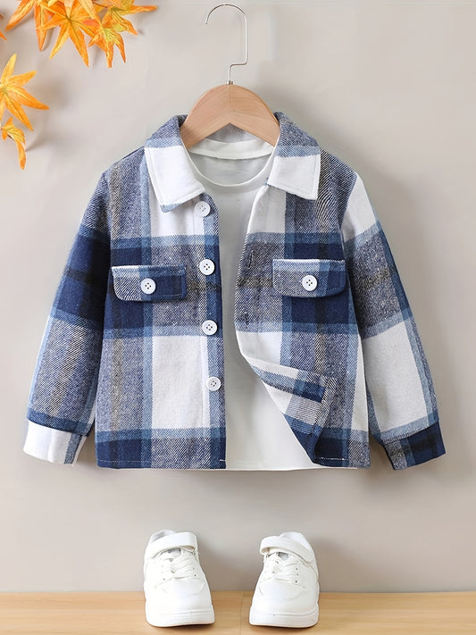 Toddler Boys Plaid Jacket Long Sleeve Button Down Coat