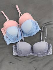 3pcs Lace Balconette Bras Push Up Anti-sagging