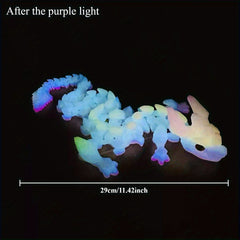 Glow in Dark Crystal Dragon Statue Jointed Body Random Eyes Plastic Decor