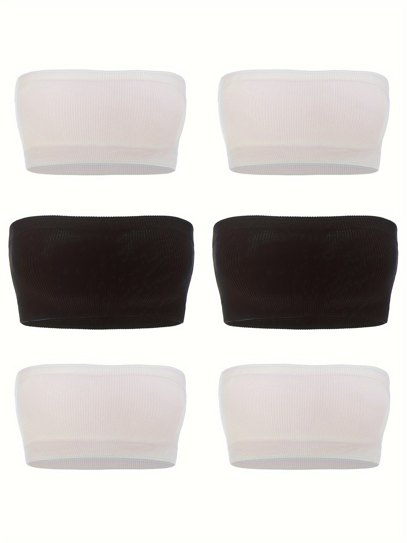 6pcs Seamless Strapless Bandeau Bras Soft Stretch Everyday Bra Women's Lingerie