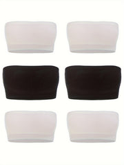 6pcs Seamless Strapless Bandeau Bras Soft Stretch Everyday Bra Women's Lingerie
