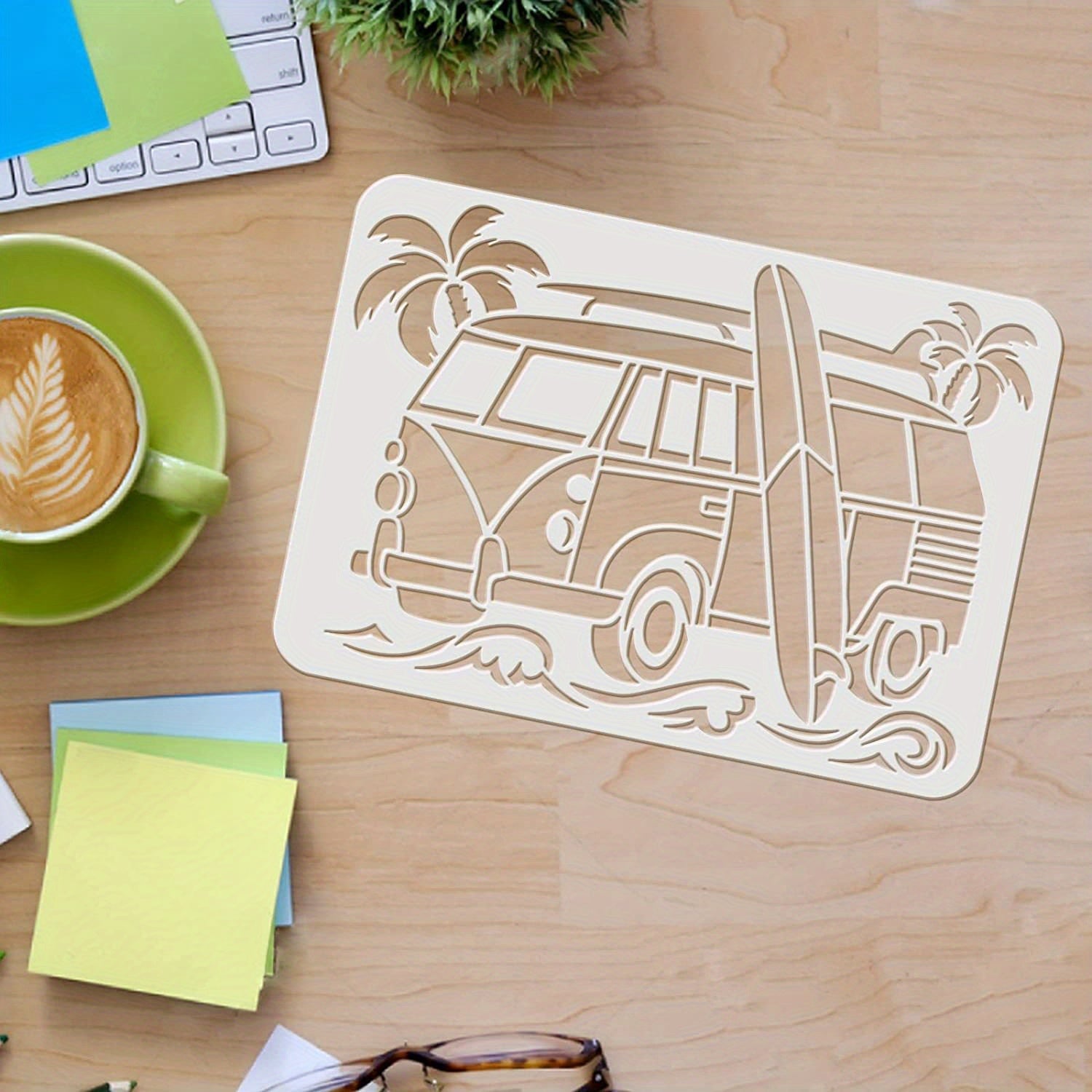 Reusable Surf Car Stencils Palm Trees Wave Painting Stencils