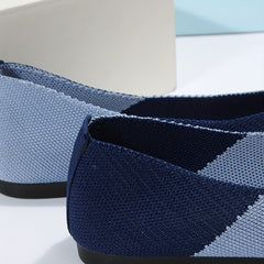 Colorblock Pointed Toe Knitted Slip On Ballet Flats