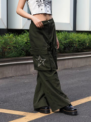 Women's Plus Star Pattern Cargo Pants With Flap Pockets