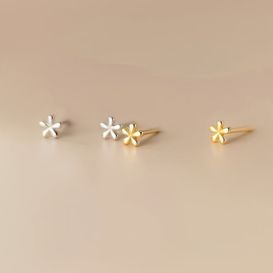 Small Floral Stud Earrings in Golden and Silver
