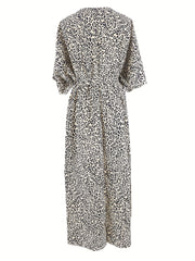  Boho Kimono Leopard Print Batwing Sleeve Cover Up
