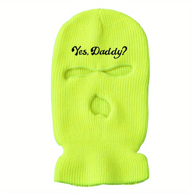 Winter Warm Knit Ski Mask Embroidery Windproof Balaclava Neck Gaiter