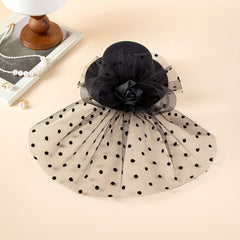 Girls Polka Dot Mesh Flower Hair Clip Headwear Princess Accessories