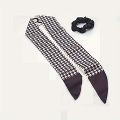 Polka Dot Silky Scarf Scrunchies Houndstooth Hair Tie