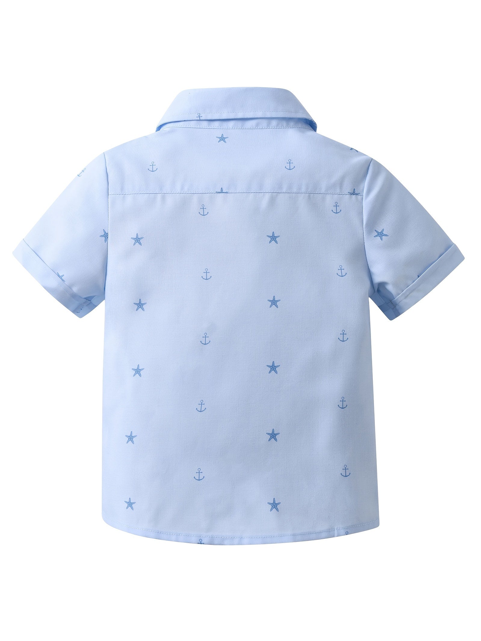 Boys Starfish & Anchor Shirt Short Sleeves Button Summer Kids Clothes