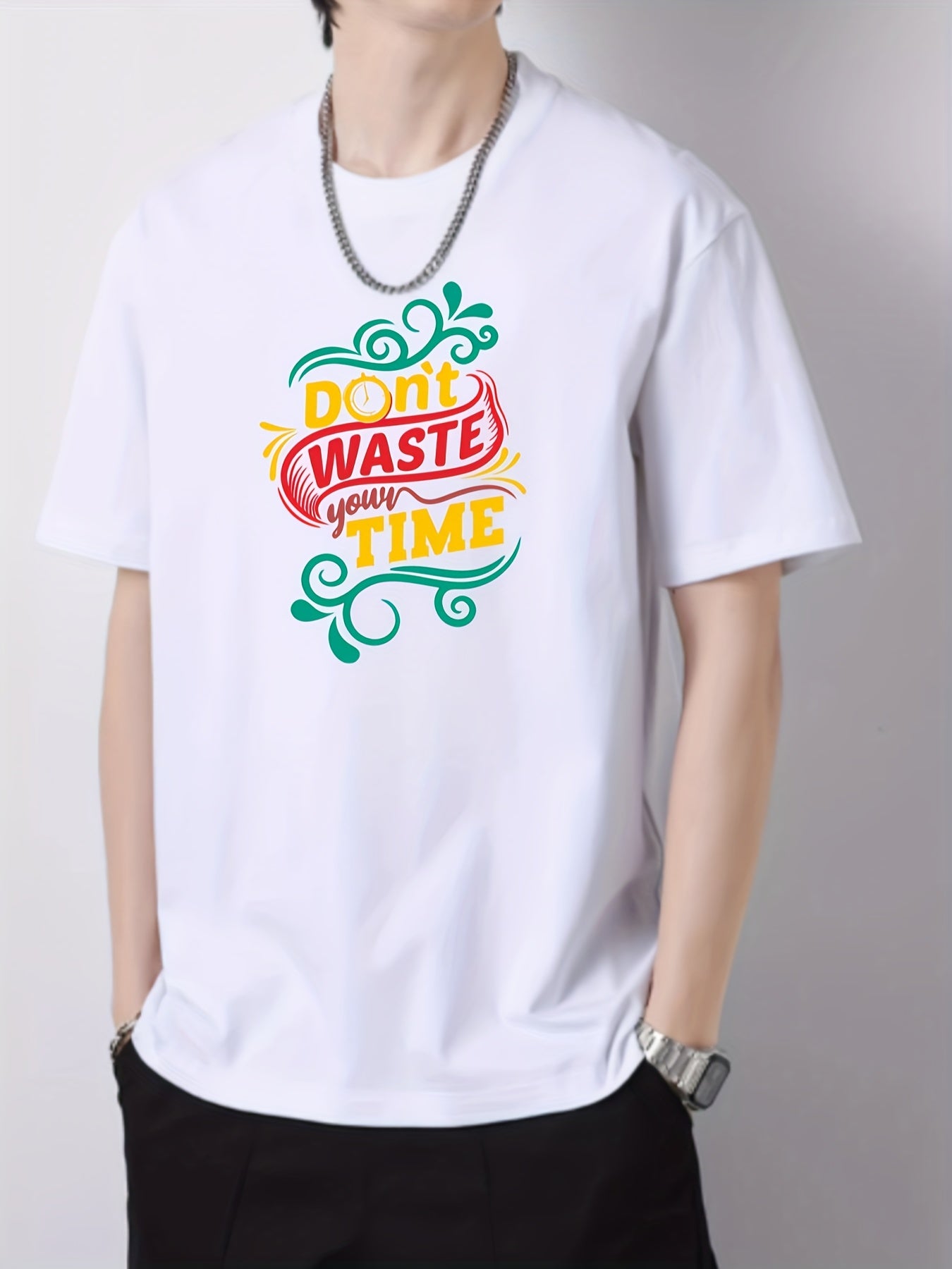 Men's Cotton Letter Print Active T-shirt