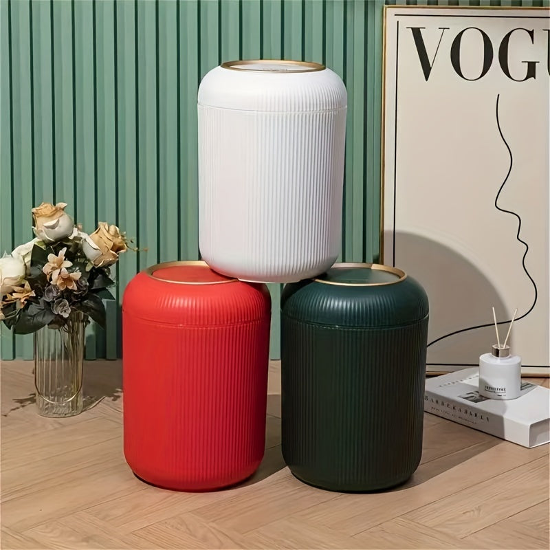 Anti Odor Wastebasket With Lid Press Type Desktop Paper Basket
