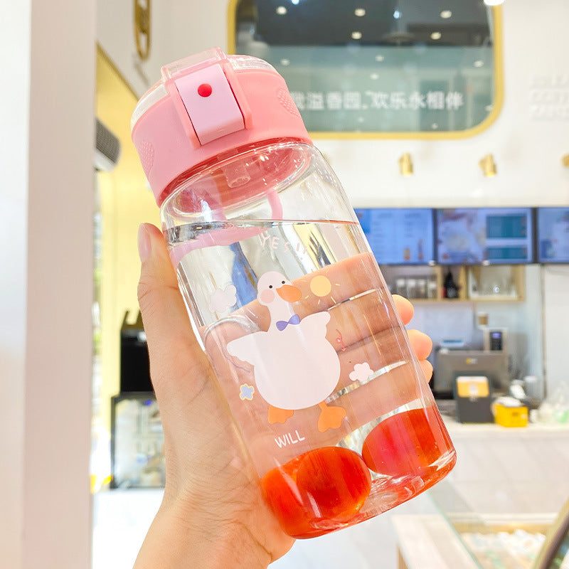 500ml Kids Cartoon Water Bottle with Straw