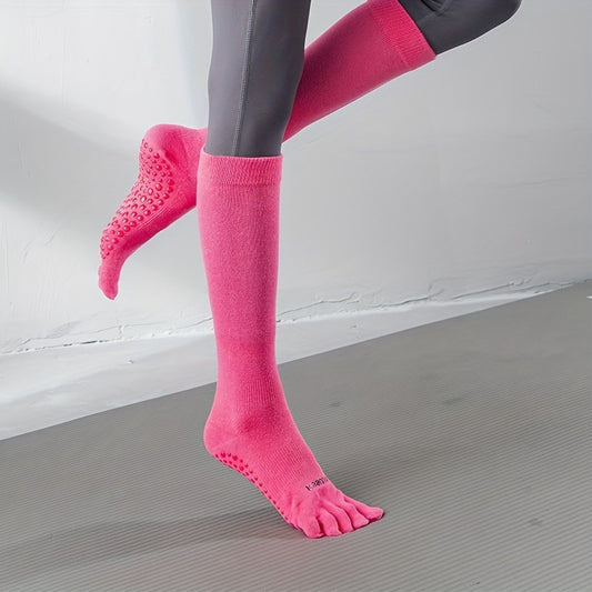Non-slip Over Calf Yoga Socks with Grips for Pilates Barre Ballet