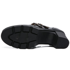 Women's Buckle Strap High Heel Mary Jane Patent Leather Chunky Heels