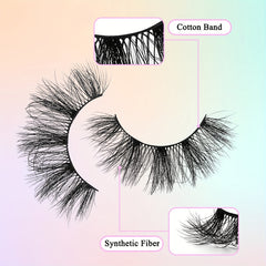 3 Pairs Thick Fluffy Cluster Faux Mink Eyelashes D Curling Lashes