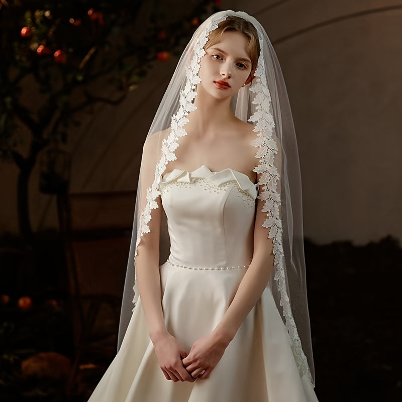 Ivory Bridal Veil for Wedding Ceremony and Photography