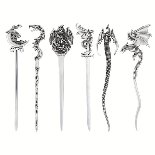 Vintage Dragon Hairpin Viking Metal Hair Sticks Women's Hair Accessories Jewelry