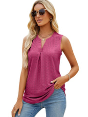 Eyelet Embroidered Tank Top Summer V-neck Sleeveless Tank Top