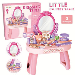 30pcs Kids Princess Dress Up Toy Set with Hair Dryer Lipstick Ponytail