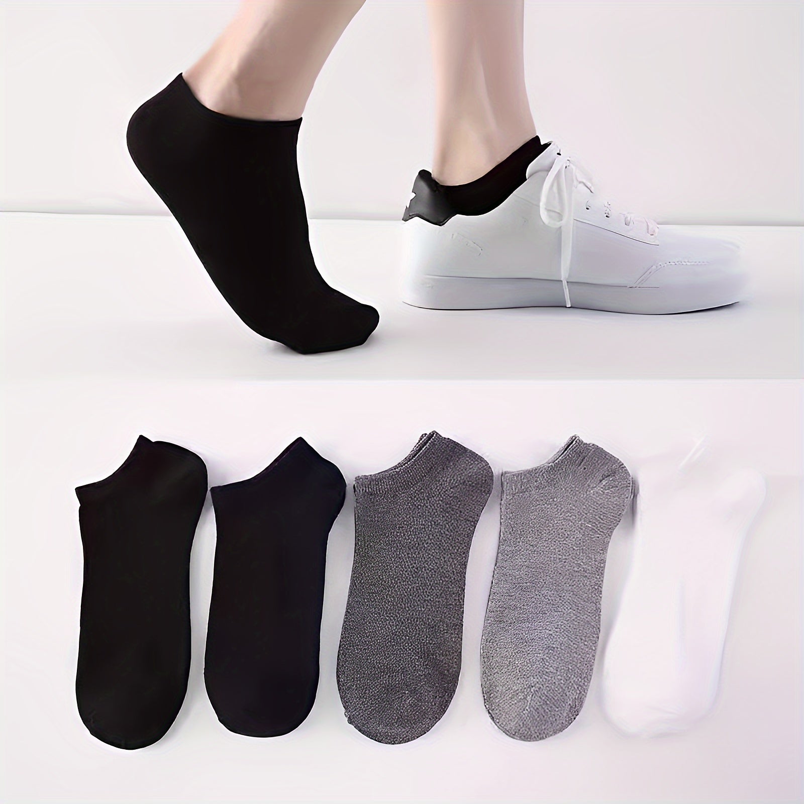 Men's Solid Liner Anklets Socks: Comfy Breathable Soft Sweat Absorbent