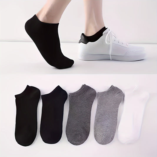 Men's Solid Liner Anklets Socks: Comfy Breathable Soft Sweat Absorbent