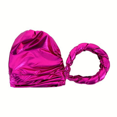 Rose Red Turban Cap Hot Stamping Braided Hijab Hat