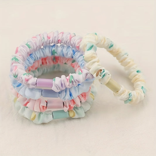 5pcs Fruit Print Scrunchies Hair Rope Ponytail Holder Hair Tie Hair Accessories